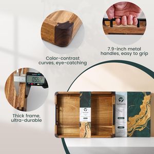 Bandeja de Madera Natural para Almacenamiento y Organización del Hogar, para Servir Aperitivos, Comidas, Té y Café, Disponible en Grandes Cantidades - Product Image 5