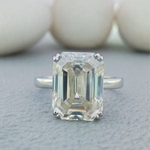 D'VINS JEWELS <b>Iced</b> Halo Single 1ct S925 Engagement Wedding Eternity <b>Ring</b> Pave Diamond Emerald Cut for Gift - Product Image 1