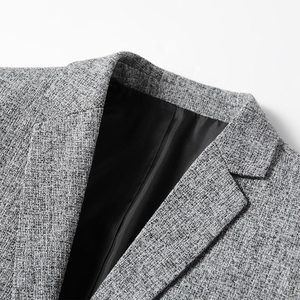 Blazer gris pour homme en mélange de laine, revers cranté, simple boutonnage, infroissable, style britannique, coupe classique - Product Image 3