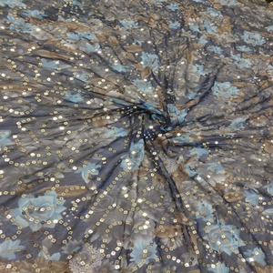 Nueva Llegada, Última Moda, Garbasaar Somalí Exclusivo, Tela de Chifón Ligera Antiestática con Lentejuelas y Cuentas, Diseño Floral - Product Image 1