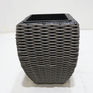 Trending Minimalist Hand Carved PE Rattan <b>Square</b> Planter UV-Resistant Durable Eco-Friendly Indoor Outdoor Decorative Flower <b>Pot</b> - Product Image 4