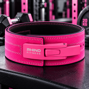 Cinturón de Levantamiento de Pesas de Cuero Rosa Rhino Fitness, Soporte Envolvente Ajustable para Adultos - Product Image 1