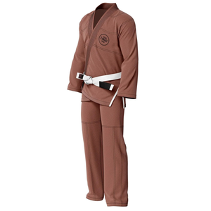 Uniforme de BJJ Marrón, 100% Algodón, Tejido Perlado, Transpirable, Corte Regular, Ropa de Artes Marciales para Adultos, Cinturón Blanco Incluido, Marca Privada - Product Image 2