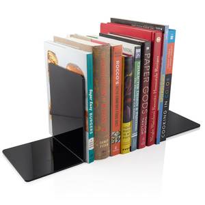 Transparent Acrylic Bookends With Non Slip Base For School <b>Books</b> Office Files And Decorative Shelings <b>Display</b> - Product Image 6