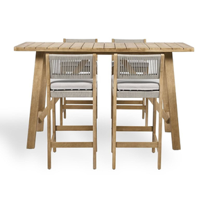 Premium Outdoor Teak Dining Set with Handcrafted Wooden Frame Slatted Tabletop Durable Material and Elegant Wood Grain - Product Image 2