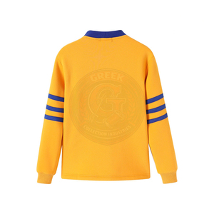 Cárdigan de punto de algodón con contraste amarillo y azul para mujer, estilo preppy, con cuello en V y manga larga, de la hermandad Sigma Gamma R. - Product Image 2