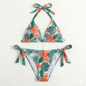 เสื้อผ้าผู้หญิงลายสัตว์คุณภาพสูงแบบใหม่ ขายส่ง บริการ OEM ผลิตตามสั่ง ชุดสองชิ้น ผ้าโพลีเอสเตอร์/คอตตอน แห้งเร็ว สำหรับฤดูร้อน - Product Image 2