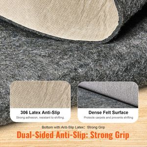 Tapis de protection en feutre polyester double face 8FT X 10FT, antidérapant, coussin de moquette, épaisseur 1/4 po, gris, surface de 7,8 m² - Product Image 3