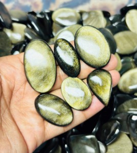 Obsidiana Dorada Brillante de Formas Mixtas, Grado AAA, Obsidiana Dorada Natural Lisa, Cabujón de Piedra Preciosa Suelta para la Elaboración de Joyería de Lujo - Product Image 1