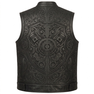 Chaleco de Motociclista para Hombre, Negro, 100% Modal, con Patrón Acolchado de Diamantes en Relieve, Cierre de Cremallera, Cuello Alto, Ropa de Abrigo para Otoño - Product Image 2