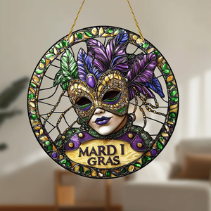 CIFbuy Maschera di Mardi Gras Acrylic Suncatcher Effetto Vetro Decorazione Finestra Giardino Festa Cristallo TikTok per Temu - Product Image 5