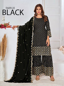 Última Moda en Ropa Étnica India de Invierno, Personalizable, para Fiestas, Top Sharara Dupatta con Bordado, Reversible, Listo para Usar - Product Image 4