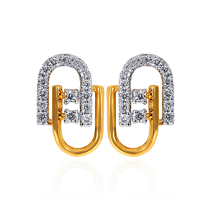 Pendientes de Diamantes de Lujo para Mujer, Chapados en Oro de 18K, Corte Brillante Redondo, Oro Amarillo, Joyería para Uso Diario - Product Image 1