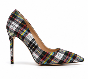Escarpins à talons aiguilles en tartan pour femmes, confortables et luxueux, personnalisables, fabrication OEM/ODM, qualité supérieure, style écossais, pour mariage et soirée, fabriqués au Pakistan - Product Image 3