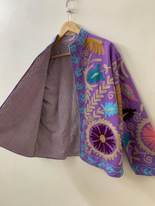 Abrigo Suzani bordado de algodón floral Chaqueta de invierno transpirable y a prueba de viento con bordado - Product Image 3