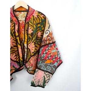 Exclusive Collection One of a Kind Patchwork Vintage Kantha <b>Jacket</b> Designer Boho Women kantha <b>Jacket</b> with <b>mandarin</b> <b>collar</b> wear - Product Image 3