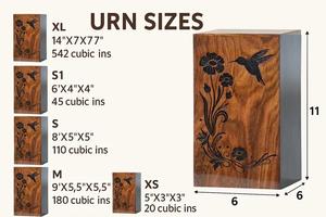 Urne funéraire en bois de manguier Arbre de Vie, boîte à cendres pour adulte, urne artisanale pour cendres humaines, taille moyenne 9x5,5 pouces. - Product Image 2