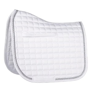 White <b>Quilted</b> Horse Saddle Pad With Silver Trim Microfiber Fabric Equestrian Riding Pad Equestrian Equipment Manufacturer Saddle - Product Image 4