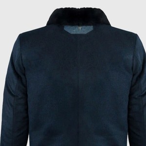 Men's Navy Blue Ostrich Embossed Genuine Suede <b>Leather</b> <b>Jacket</b> Premium Quality with Ostrich Embossed Patches <b>Winter</b> wear - Product Image 4