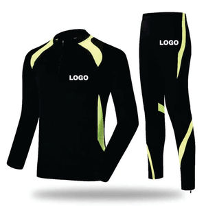 Survêtement sportif noir et rouge pour homme, col zippé intégral ou demi-zippé, séchage rapide, polyester et élasthanne, coupe classique, manches longues, idéal pour l'automne - Product Image 5