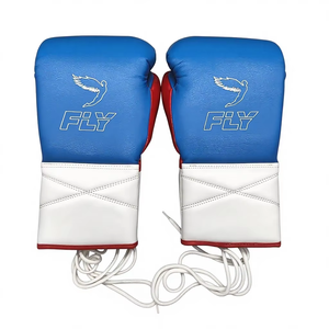 Fly Boxing Gloves Blue White <b>Red</b> PU Full Finger <b>Lace</b>-up Design for Adults Martial Arts Training - Product Image 4