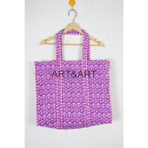 Yoga Shopping Beach Artist <b>Boho</b> Weekend Lady Quilted Tote Shoulder <b>Bag</b> Cotton Hand Print Floral Ecofriendly Sustainable Portable - Product Image 6