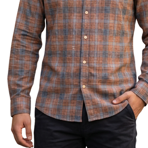 Brown <b>Blue</b> Plaid Men <b>Flannel</b> <b>Shirt</b> Long Sleeve Button Down Checkered Casual <b>Shirt</b> Soft Brushed Fabric Streetwear Wholesale - Product Image 5