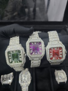 Nuevo y elegante reloj analógico de acero inoxidable con moissanita estilo hip hop, reloj combinado mecánico automático con cristal de zafiro. - Product Image 1