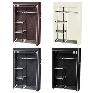 Armadio Portatile Pieghevole da 64 Pollici, Organizzatore in Tessuto Nero con Ripiani per Scarpe e Borse - Product Image 2
