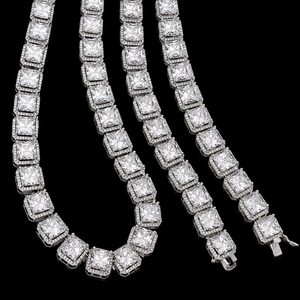 Cadena de Tenis Redonda y con Moissanita Princesa de Último Diseño para Hombre y Mujer, Cadena Elegante y Personalizada con Diamantes Completos - Product Image 6