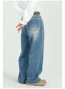 Best Price High Quality Plus Size Women's Vintage Eco-Friendly Breathable Streetwear Midweight Denim <b>Cargo</b> Pants Elastic Waist - Product Image 3