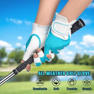 Guantes de Golf sin Dedos para Hombre, de Cuero Genuino Blanco, Antideslizantes, Transpirables, que Absorben la Humedad, con Correa de Muñeca Ajustable - Product Image 2