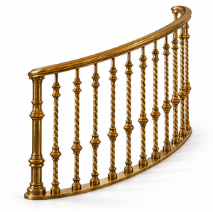 Rampe d'escalier en métal doré incurvée de luxe avec balustres torsadés ornementaux pour villas, hôtels et grands escaliers - Product Image 3