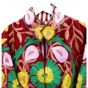 Handmade Women's <b>Corduroy</b> Suzani Embroidered Eco-Friendly Breathable Stripe Thick Cotton Lining Outdoor <b>Jacket</b> Quilted Floral - Product Image 6