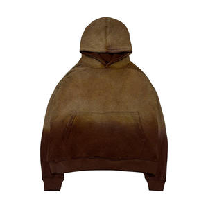 Nouveau design, sweat à capuche épais 100 % coton, effet vintage délavé, personnalisé, effet usé soleil, zippé, pour homme - Product Image 5