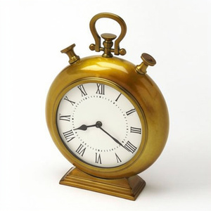 Contemporary Style Round Metal Table <b>Clock</b> Gold Plated Home Decor Quartz Movement Needle Calendars for Living Room - Product Image 1