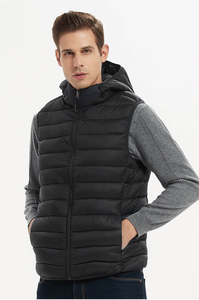 Gilet matelassé à capuche pour homme, noir, sans manches, avec fermeture éclair, décontracté, été, écologique, imperméable, chauffant, coupe ajustée - Product Image 5