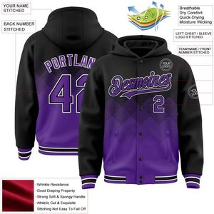 Uniformes Deportivos Personalizados con Degradado Negro y Morado, Camisetas de Béisbol con Capucha para Hombres, Jóvenes y Equipos Juveniles - Product Image 5