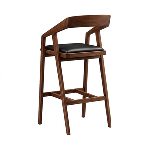 Taburete de Bar Moderno Vito de Teca Sólida Premium al por Mayor con Brazos y Asiento Tapizado Oscar para Restaurante, Cafetería, Hotel, Mostrador - Product Image 2