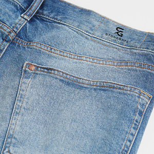Shorts en jean délavé pour homme, taille haute, en denim de coton, style Bermuda, avec braguette boutonnée et poches, décontracté, streetwear, été 2026 - Product Image 5