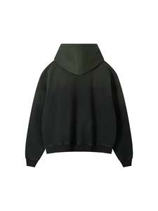 Sweat-shirt à capuche décontracté pour homme en coton molletonné uni, style vintage, épaules tombantes, effet délavé soleil - Product Image 3