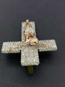 Silver Plated Moissanite Cross Pendant with Round Brilliant <b>Cut</b> <b>Stones</b> Religious Christian Charm Hiphop Party Unisex Jewelry - Product Image 3