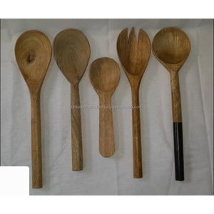 TimelessWood Ensemble d'outils de cuisine classique 5 pièces Ustensiles en bois de mangue faits à la main pour remuer le service-Essentiels de cuisine essentiels - Product Image 6