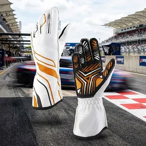 Gants de course unisexes à doigts entiers, blancs et orange, antidérapants, en PU, pour sports de plein air, fermeture à enfiler - Product Image 5