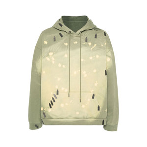 Sweat à capuche pour homme avec bords bruts et détails brodés, teinture pigmentaire, effet vieilli - Product Image 1