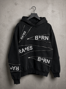 Sudadera con Capucha Negra para Hombre, con Estampado Gráfico, Estilo Urbano, de Felpa, con Cierre y Diseño de Texto Creativo - Product Image 5