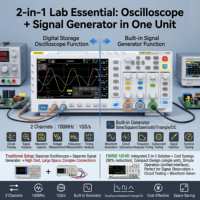 FNIRSI 1014D 100MHz Digital Oscilloscope & Signal Generator 2-in-1 Dual Channel Oscilloscope Kit for Electronics Testing