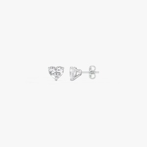 Boucles d'oreilles clous martini classiques en or blanc 14K plaqué rhodium, serties de diamants de laboratoire en forme de cœur à trois griffes, 0,5 carat, pour femme - Product Image 5