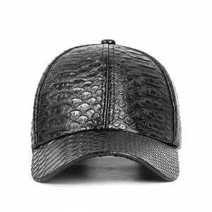 <b>Black</b> Embossed Snake Skin Texture <b>Baseball</b> <b>Cap</b> Unisex Adjustable Fashion Hat for Adults Casual Wear Four Seasons Style - Product Image 1