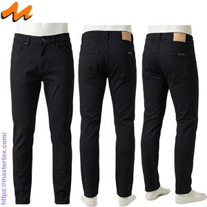 Pantalon décontracté coupe droite pour homme MASTER TEXTILE en sergé tissé extensible, taille mi-haute, respirant, avec fermeture boutonnée et rivets - Product Image 4